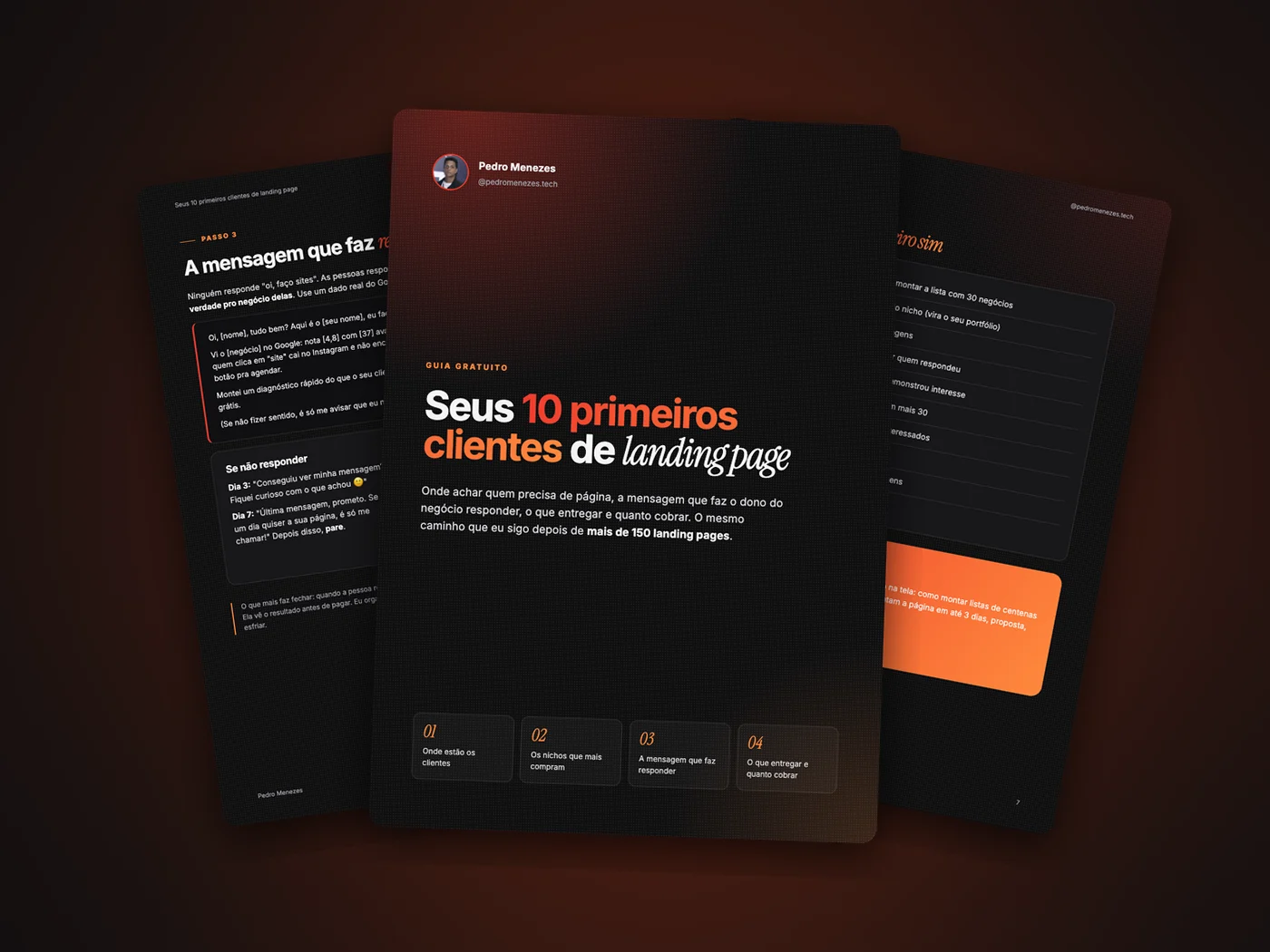 Páginas do e-book Seus 10 primeiros clientes de landing page