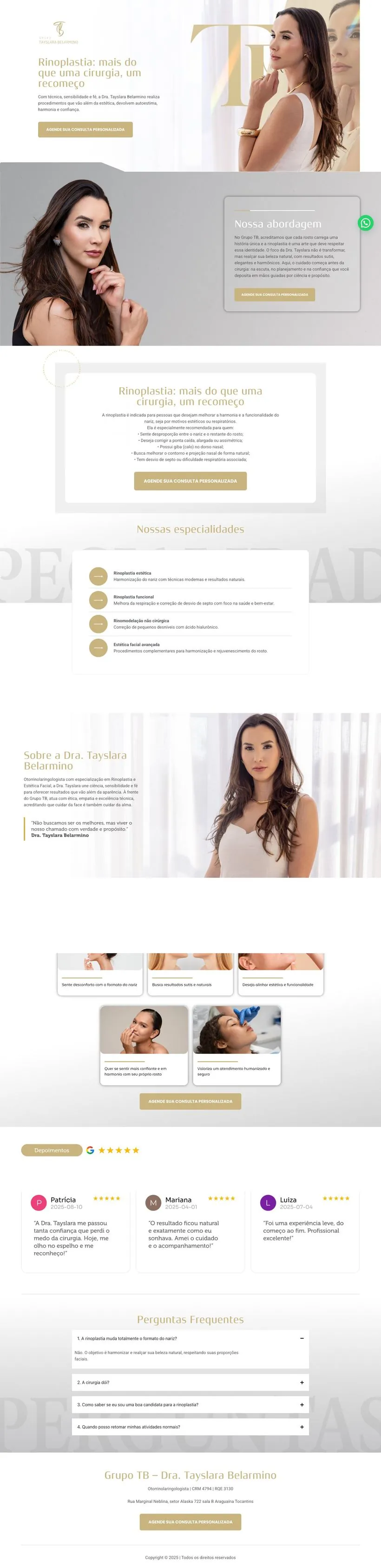 Landing page de otorrinolaringologia: rinoplastia